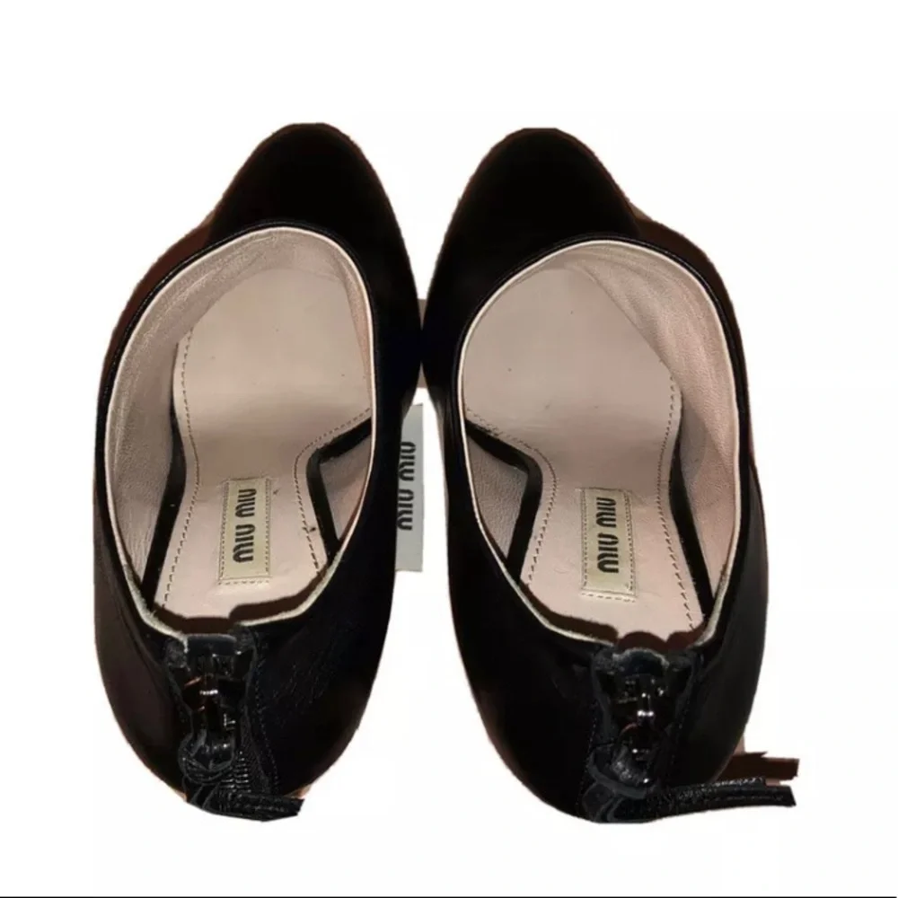 MIU MIU Calzature Donna Nappa Glitter Platform Black Leather Booties 6 - Picture 15 of 16